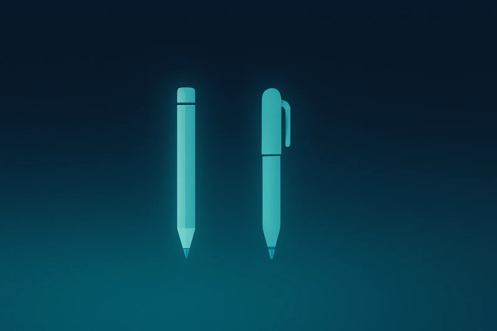 Ilustración editorial comparando dos notetakers de IA con flujos de datos abstractos sobre un degradado azul marino